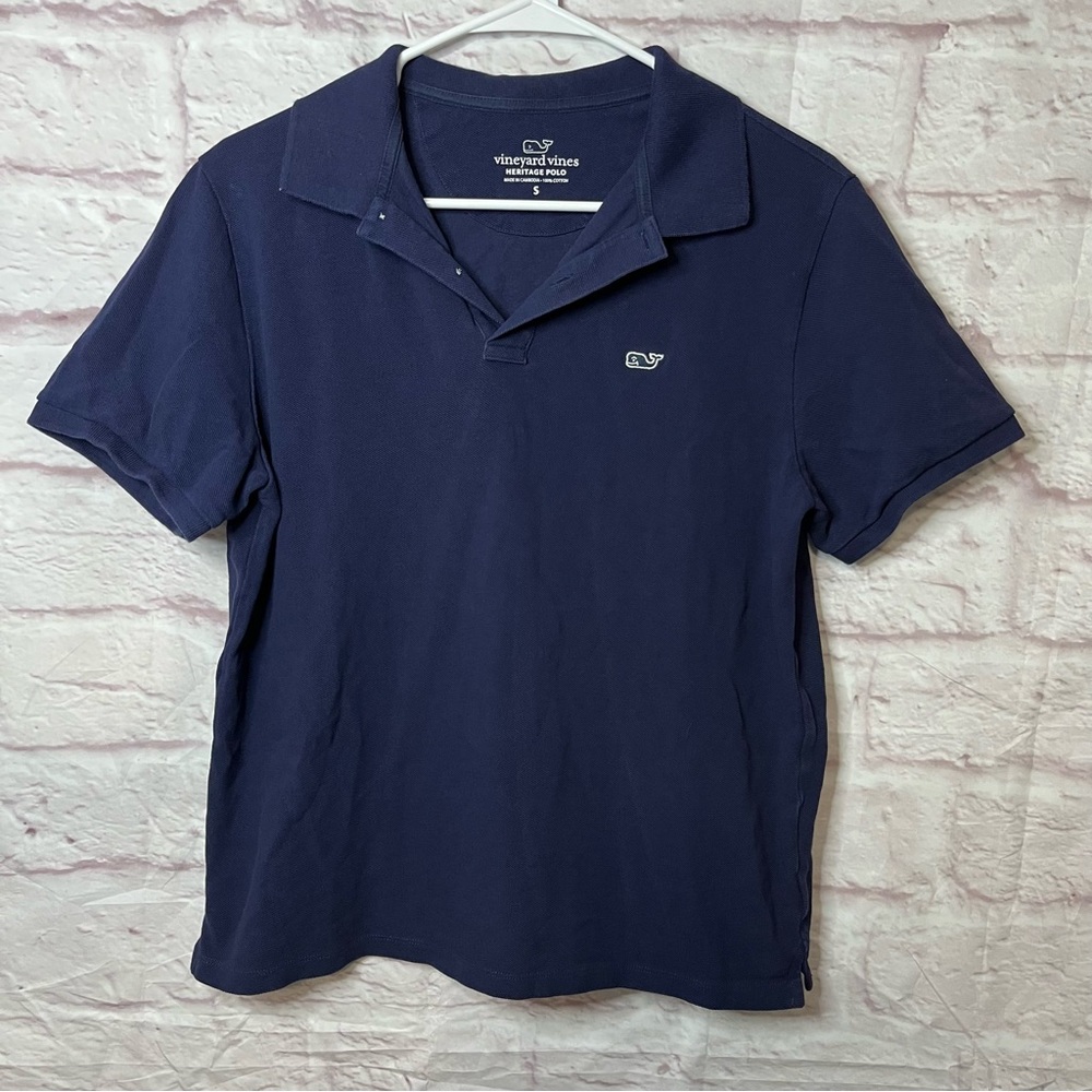 Vineyard Vines Youth Boys Heritage Polo Navy Blue Size S Short Sleeve